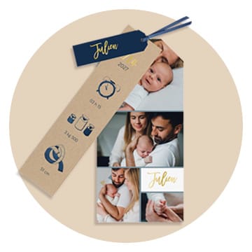 Faire-part naissance marque-pages