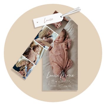 Faire-part fille marque-page