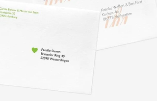 Umschläge mit Adressaufdruck für Hochzeitskarten