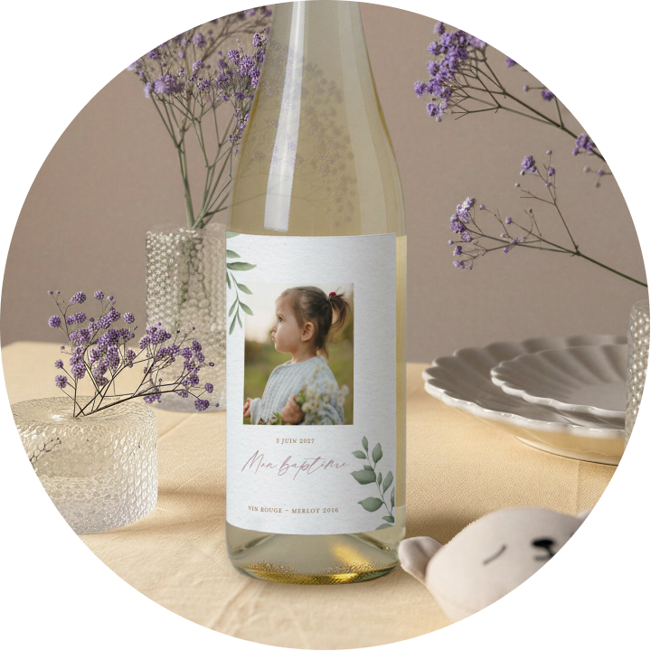 Étiquette pour bouteille baptême