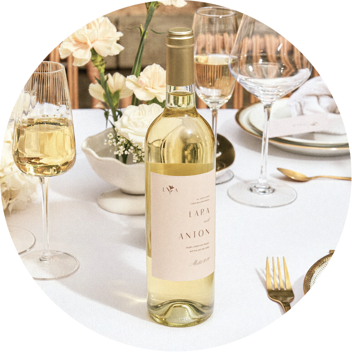 Flaschenetikett Hochzeit auf Weinflasche