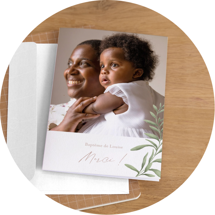 Cartes remerciement baptême