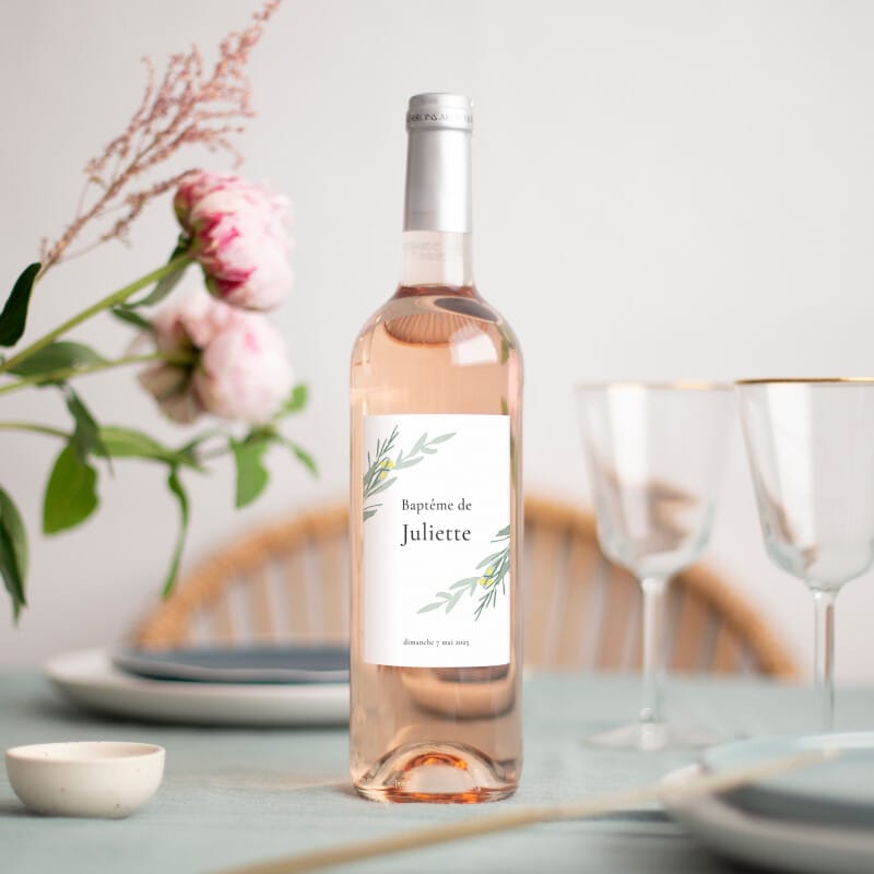 Étiquette de bouteille baptême